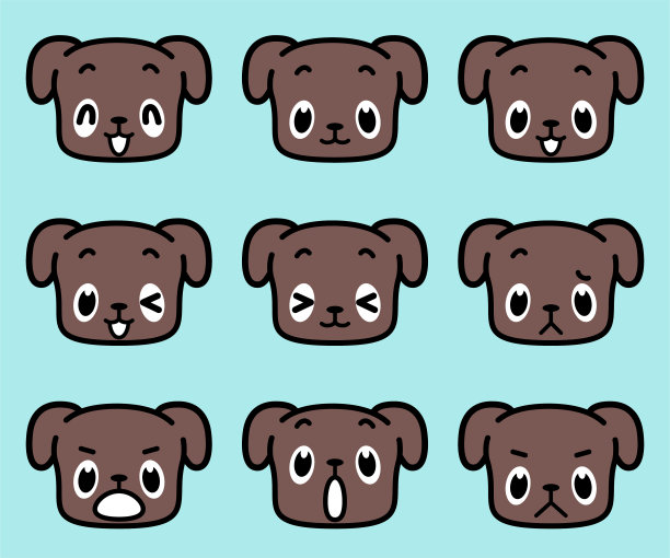 小狗可爱面部表情图标图片下载