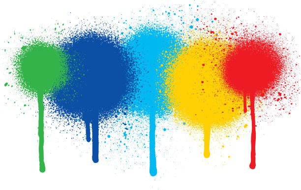 在白色背景上喷洒飞溅的油漆图片下载