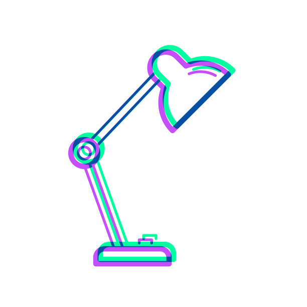 台灯。图标与两种颜色叠加在白色背景上图片下载