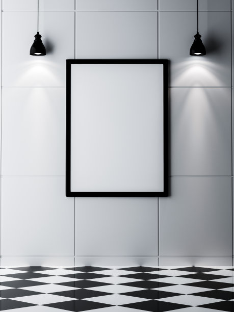 3 d演示。白色的空间空间与聚光灯图片下载