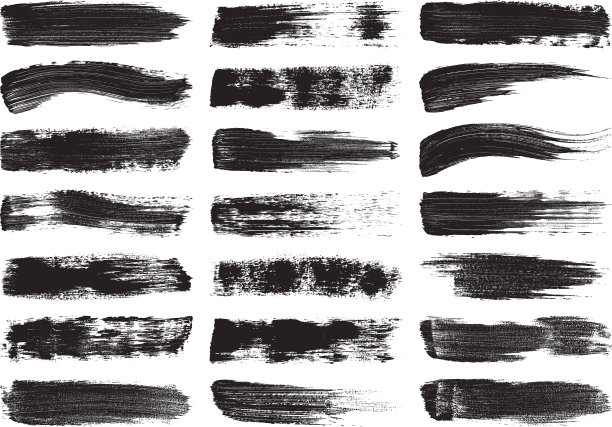 一组油漆笔触-矢量设计元素图片下载