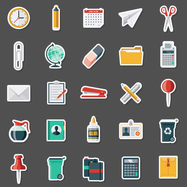 办公用品贴纸套装图片下载