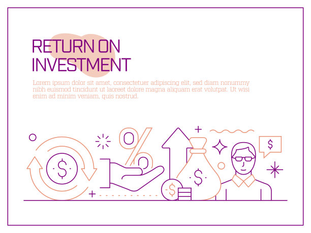 投资回报相关矢量横幅设计概念，现代线条风格与图标图片下载