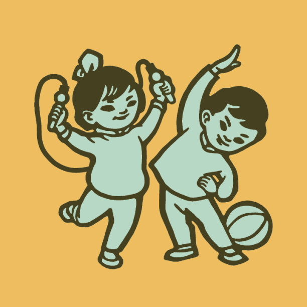 插图两个运动的孩子图片下载