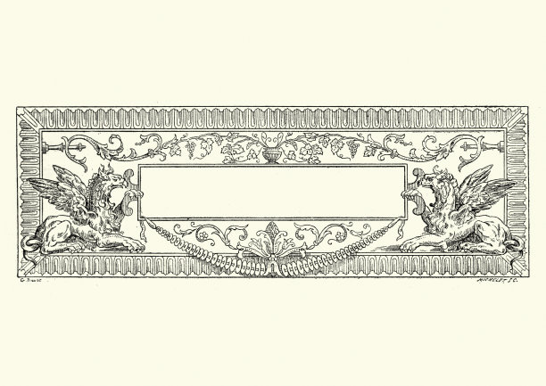 巴洛克风格的狮鹫牌匾图片下载