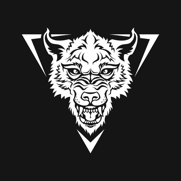 狼头，狗，或狼人-黑白剪影图片下载