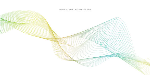 彩色波浪线在白色背景。多色曲线波浪线。彩色流波设计小册子，网站，传单矢量股票插图图片下载