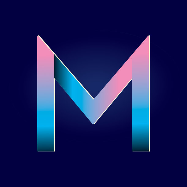 淡粉色和电蓝色渐变字母大写字母图片下载