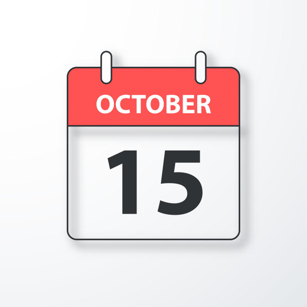 10月15日-每日日历-黑色的轮廓与阴影在白色的背景图片下载