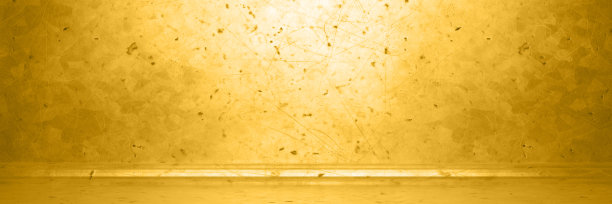 肮脏的房间与城市金色的背景。三维渲染图片下载