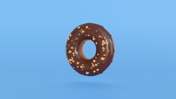 概念不同颜色的甜甜圈在蓝色背景下变化。甜甜圈旋转。釉面甜点。面包店和食品概念。各种彩色的甜甜圈。巧克力，粉色，蓝色甜甜圈3d渲染图片下载