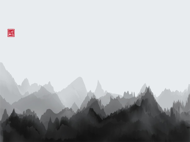 水墨中国山水画背景图片下载
