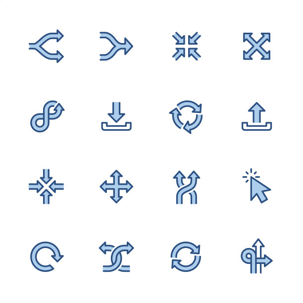 箭头-完美像素蓝色轮廓图标图片下载