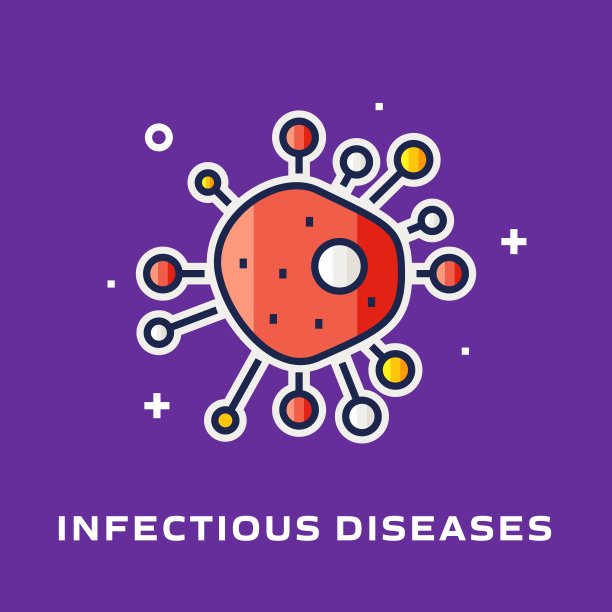 传染病平线图标，轮廓矢量符号插图。图片下载