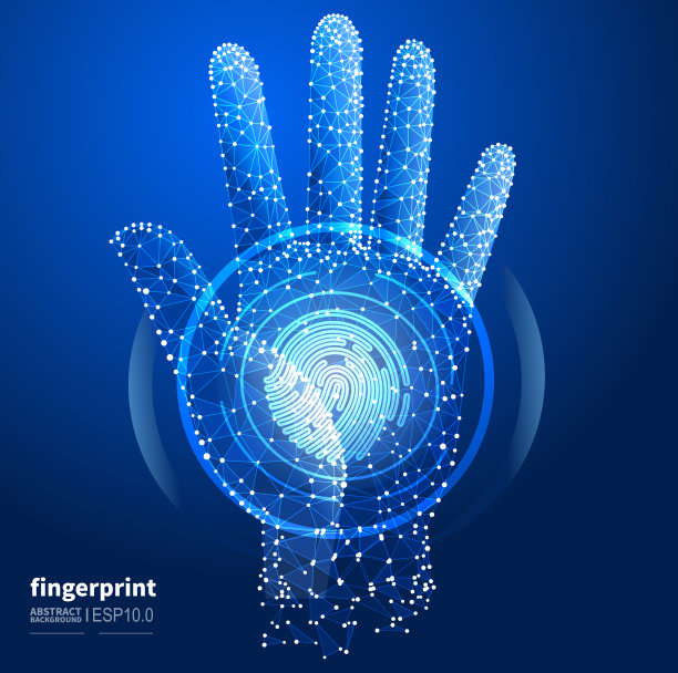 网络技术与网络安全概念阐释，掌纹指纹，现代技术概念图片下载