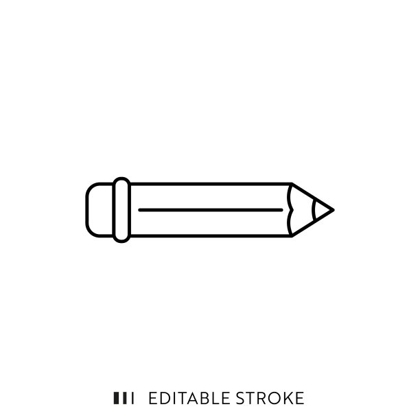 铅笔单线图标与可编辑的描边和像素完美。图片下载