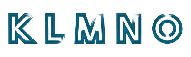 一组蓝色向量垃圾笔刷字母K L M N O图片下载