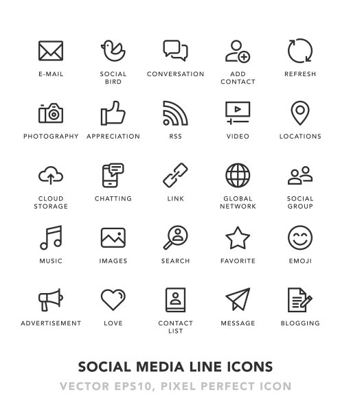 社交媒体产品线图标图片下载