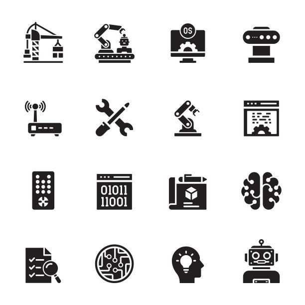 机器人工程相关矢量图标简约合集图片下载