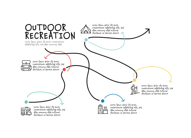 户外娱乐，露营，背包，指南针，大篷车，钓鱼图标图片下载