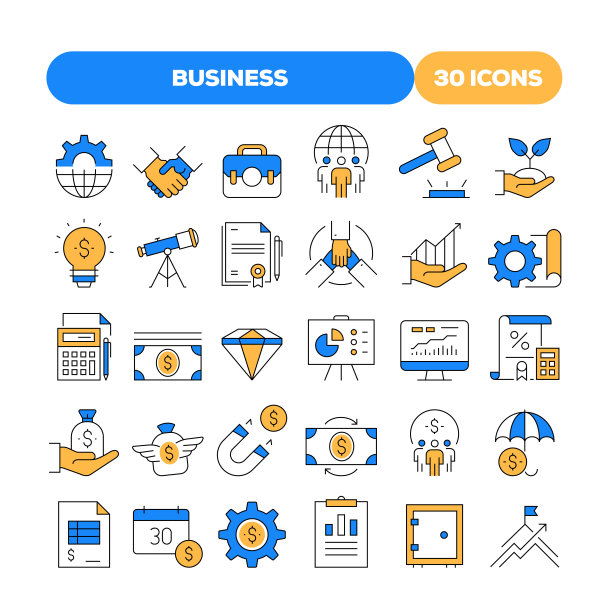 一组业务相关的平行线图标。大纲符号集合图片下载