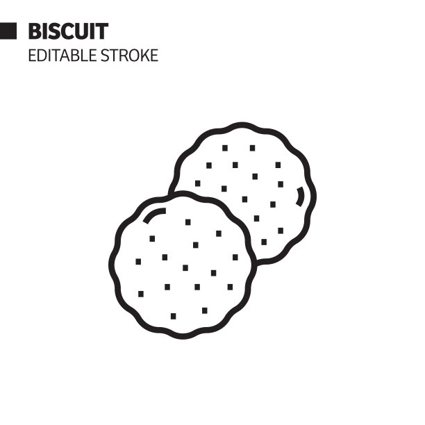 饼干线图标，轮廓矢量符号插图。完美像素，可编辑的描边。图片下载