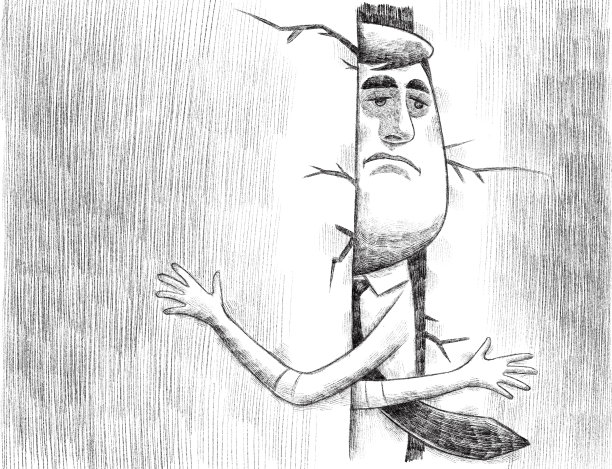 可悲的人被困在空白素描图片下载