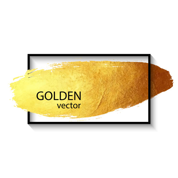 框架与金色笔触。金色闪亮的Grunge纹理。金箔笔触剪辑艺术。金色污渍隔离。金属金色纹理设计元素贺卡和标签，抽象背景。图片下载