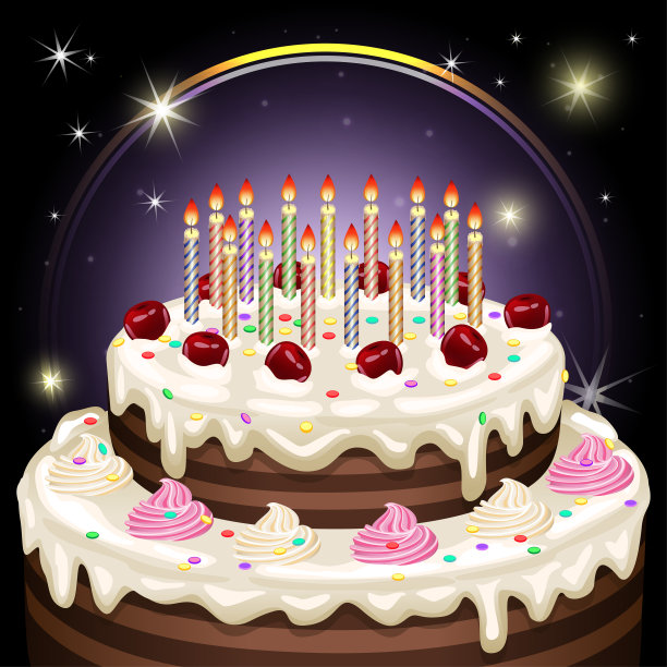 生日蛋糕。矢量插图。图片下载