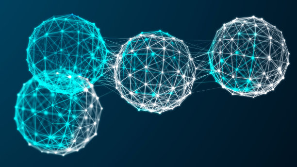 抽象3D插图与细胞的病毒，细菌在黑暗的背景。背景点和线。3 d图片下载