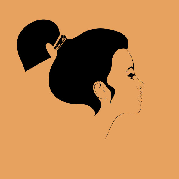 一个女孩与她的头发聚集在皇冠的简约的侧面肖像图片下载