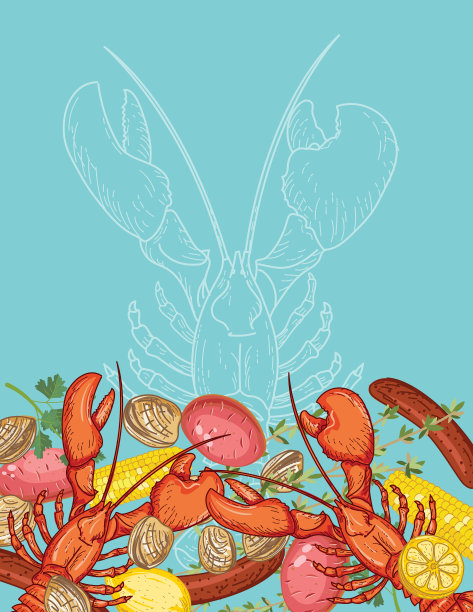 龙虾煮食邀请模板图片下载