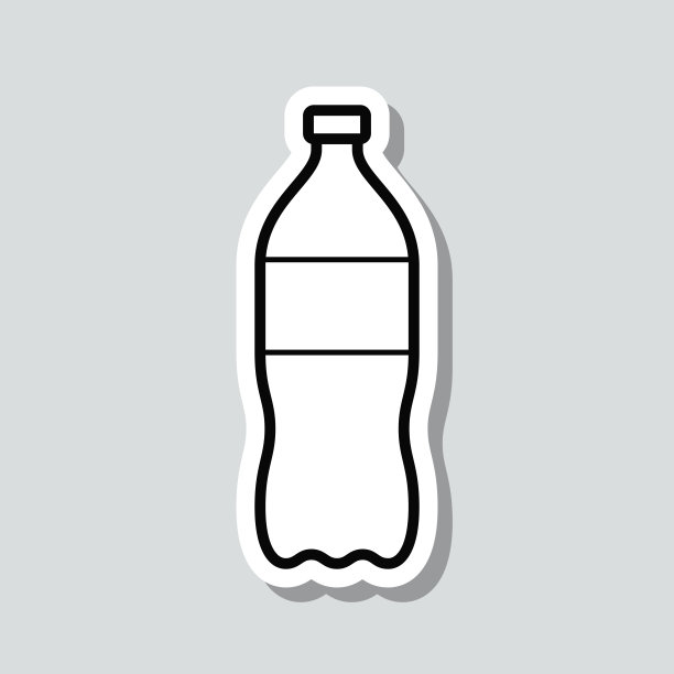 一瓶苏打水。灰色背景上的图标贴纸图片下载