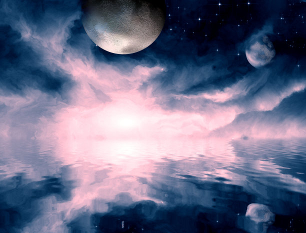 两个月亮，美丽的海景图片下载