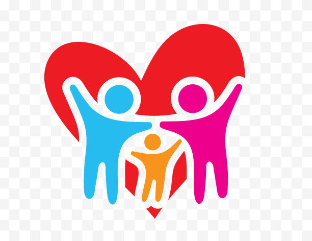 家庭在心脏形状设计元素图片下载