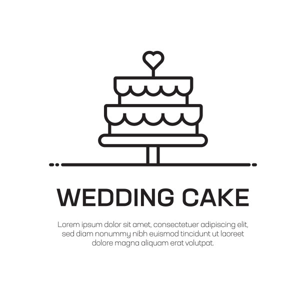 婚礼蛋糕矢量线图标-简单的细线图标，优质的设计元素图片下载
