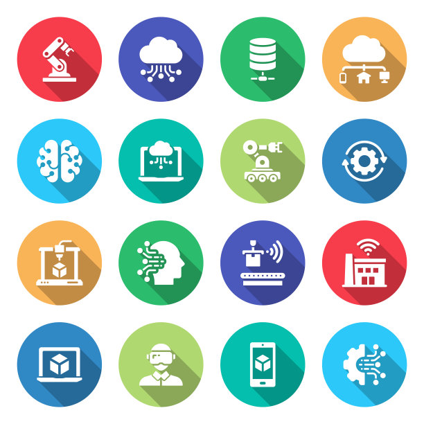 工业4.0相关矢量图标简约合集。符号合集图片下载