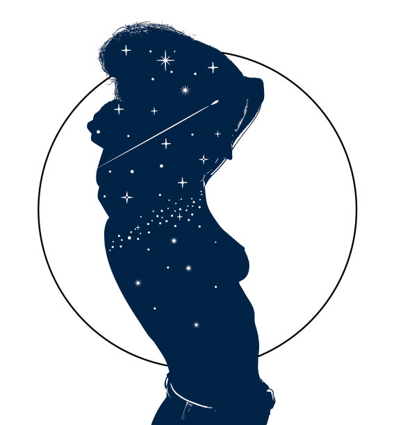 拥有夜空和星星的神秘女人图片下载