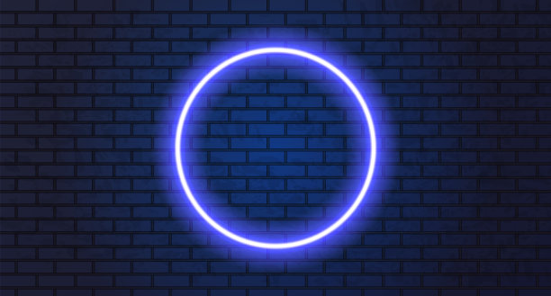 黑色背景上的霓虹灯圈图片下载