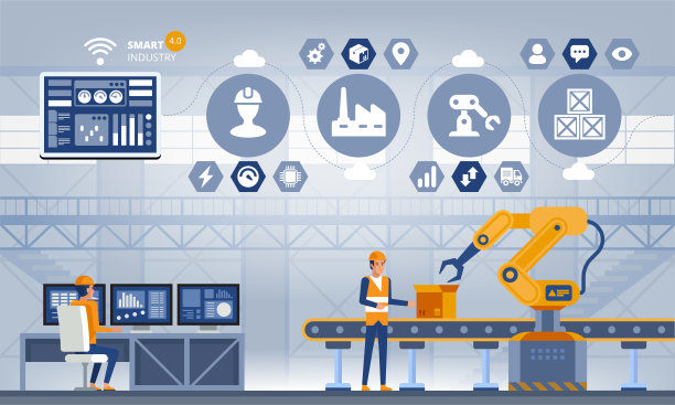 工业4.0智能工厂概念。技术的矢量图图片下载