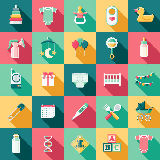 平面设计婴儿图标设置侧影图片下载