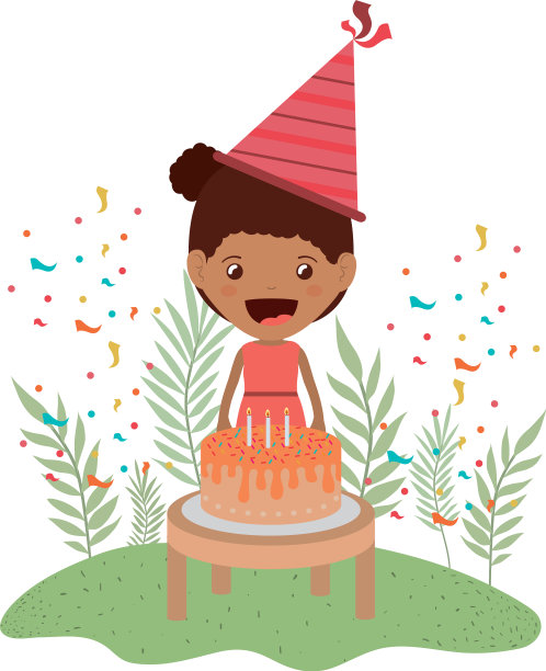 戴派对帽子的女孩在庆祝生日图片下载