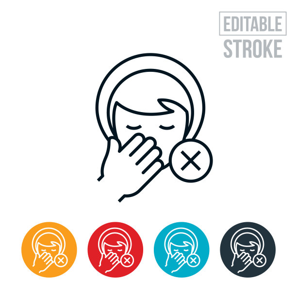 不要触摸脸部细线图标-可编辑的笔触图片下载