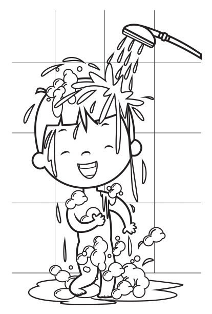 涂色书，男孩淋浴图片下载