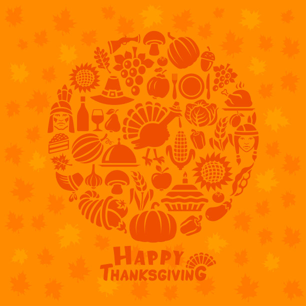 感恩节图标拼贴图片下载