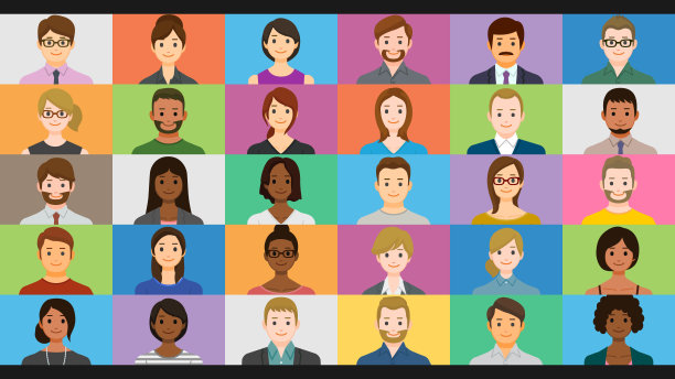 不同的人在网上群视频聊天屏幕图片下载