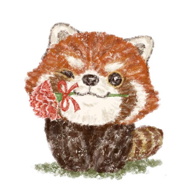 小熊猫和一朵花图片下载