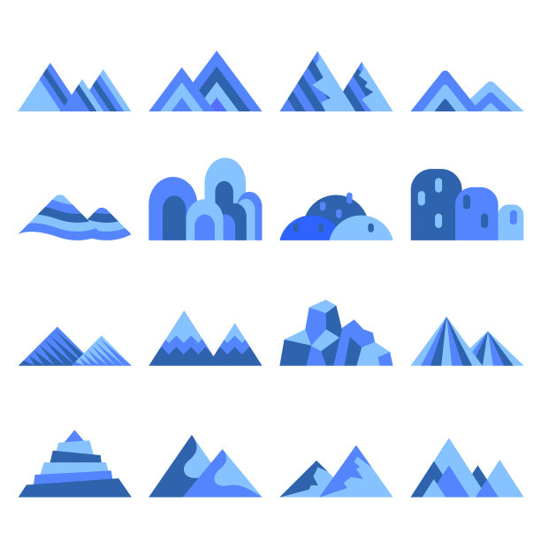 蓝山图标设置在白色背景图片下载