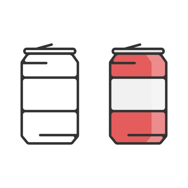 锡罐和可乐图标矢量设计。图片下载