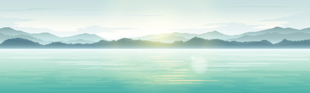 山景矢量与明亮的天空冲浪。图片下载